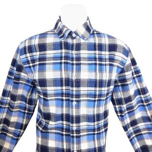 Relwen Plaid Flannel Shirt Mens Size Medium Blue White Long Sleeve Button Down